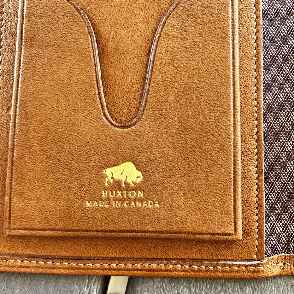 Buxton Leather Wallet Brown Made in Canada Boxed Initials MM Ottowa  Vntg New OS - Picture 6 of 8